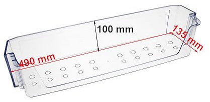 JCSPARES® - Ripiano Balconcino Bottiglie 490 x 135 x 100 mm Per Frigorifero Compatibile Con Beko Arcelik Ed Ulteriori