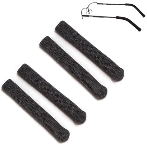 Glasses Ear Pads for Eyeglasses- 4 Pcs Glasses Ear Cushions Soft Knitted Cotton Anti-Slip Temple Tips, Spectacle Arm Covers Stop Glasses Slipping Down Nose for Sunglasses Reading Glasses