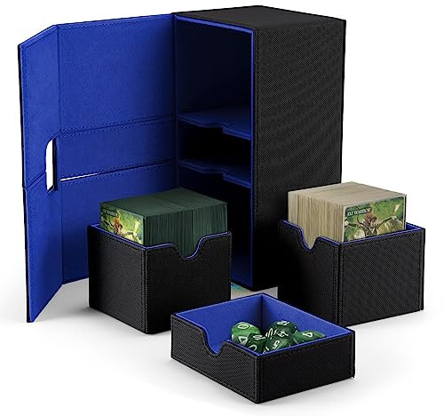 Magic The Gathering - Porta carte da collezione, per oltre 200 carte MTG con 2 separatori, porta carte magnetiche, compatibile con TCG PTCG YGO (Blue)