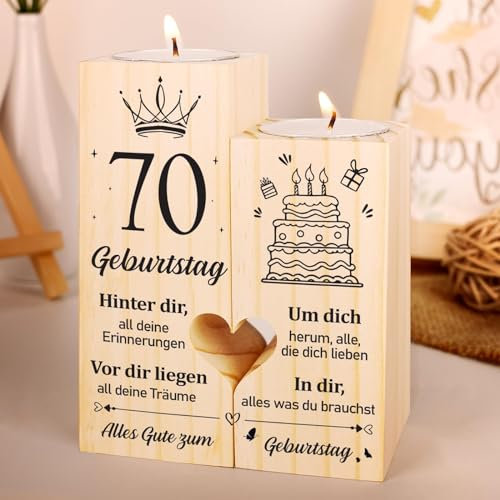 70 Geburtstag Frau Mann, Geschenke zum 70. Geburtstag - AKerzenständer aus Holz, 1955 70. Geburtstagsgeschenk für Vater, Mutter, Freunde, Ehemann, Ehefrau, 70. Geschenkideen Dekoration, Vetbuosa