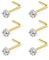 Chriscoco 6 Pièces Piercing Nez Titane G23 Piercing Nez Forme L Percing Nez 3mm Cubique Zircone CZ Piercing Bijoux de Corps Piercing Nez Or Percing au Nez 20G