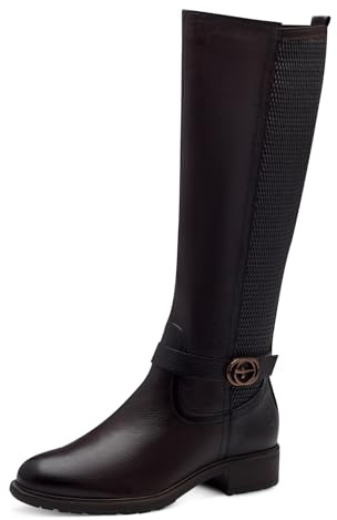 Tamaris Botas de Caña Larga para Mujer, Cómodas, Caoba, 39 EU