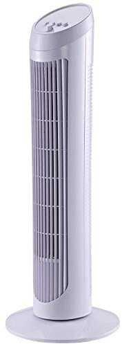 HOMCOM Ventilatore a Torre Oscillante da 45W a 3 Velocità, Ventilatore a Colonna in Plastica ABS, 27x27x75 cm, Bianco