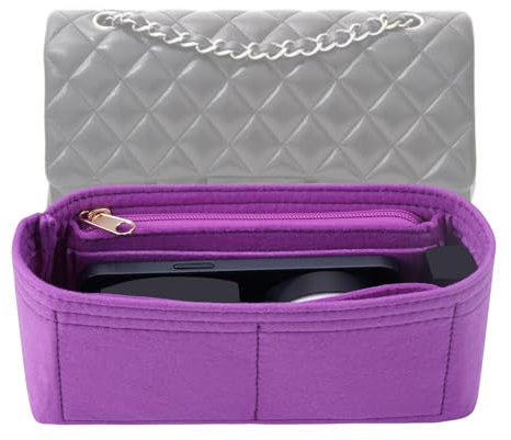 LOUKAYCCI Geldbörsen-Organizer-Einsatz für Chanel Classic Flap S Bag Organizer Einsatz Handtasche (Violett, klein)