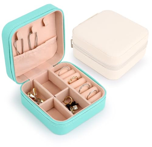 LOBVABA 2pcs Portagioie da Viaggio,Scatola Portagioie da Viaggio,Porta Gioielli da Viaggio,Piccoli Porta Gioielli Donna,Scatole Portagioie Portatile Organizzatore,per Riporre Orecchini Anelli Collane