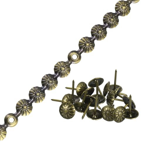 sourcing map Upholstery Tacks Strips, 1Meter Flower Decorative Nail Trims for Sofa Headboard Chair Furniture with Upholstery Nails (11mm Bronze)