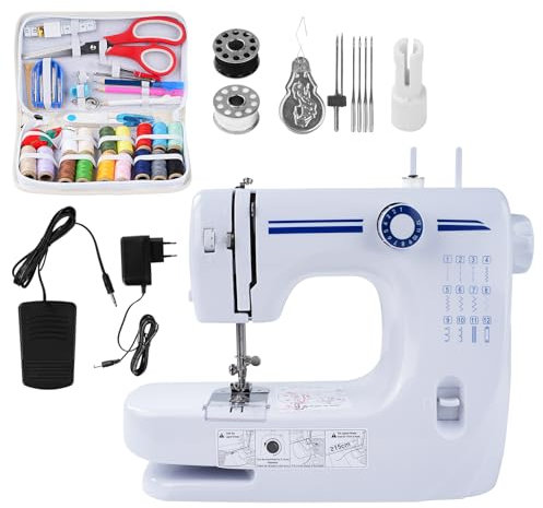 LetCart Elektrische Nähmaschine, leicht und tragbar, 608 A, Mini-Nähmaschine, elektrisch, 12 Stiche, mit Nähset