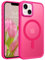 GUAGUA Magnetisch Handyhülle für iPhone 13 Mini Hülle [Kompatibel mit MagSafe] Matt Stoßfest Rückseite Durchscheinende Schutzhülle Case für iPhone 13 Mini (5,4'') Rose Rot