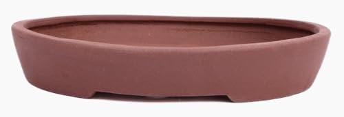 generisch Bonsai - Schale oval 25.5 x 23 x 4.5 cm unglasiert braun 30429