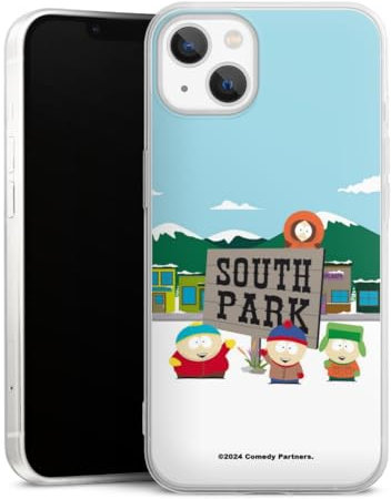 Custodia sottilissima compatibile con Apple iPhone 13 Custodia per cellulare di silicone trasparente Cover semplice South Park Logo Prodotto ufficiale su licenza