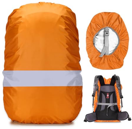 DHSUN Mochila de lluvia, cubierta de lluvia, mochila escolar, mochila de cubierta de lluvia, mochila de cubierta de lluvia, adecuada para acampar al aire libre de los niños, naranja, 35L