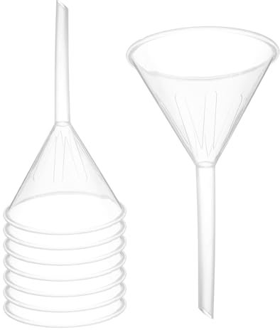 PATIKIL 3.5 Inch Clear Plastic Funnel, 8 Pcs Wide Mouth Multipurpose Transfer Funnel with Long Spout for Filling Water Bottle Liquid Lab Spices Powder Oil