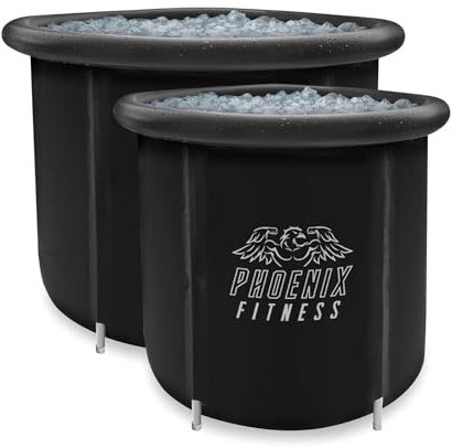 Phoenix Fitness Ice Bath Tub with Lid - Large Cold Water Therapy Recovery Pod for Indoors and Outdoors - Portable Ice Bath Plunge for Athletes, Men & Women - Black, 420 Litre