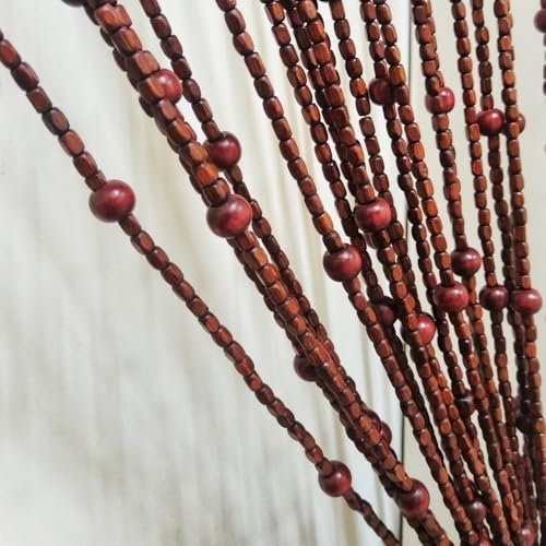 ave split Rainbow Colorful Hippie Wood Door Beaded Curtain Boho-Bohemian Wooden Doorway Beads Curtains Made of Wood&Bamboo-for Window,Aisle, Corridor, Door Decor 047yz (Brown, 27 Strands)