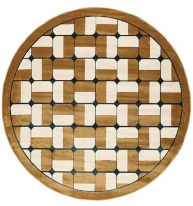 RugVista Miriam Teppich, Ø 200 cm, Senfgelb | Moderne, Rund, Mittlerer Stapel, Nur chemische Reinigung, Oeko-Tex 100, Wohnzimmer, Schlafzimmer