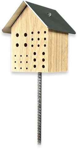 GARTENETAGE Wildbienenhotel mit Metalldach/Naturbelassenes, massives Insektenhaus & Bienenhotel/Nisthilfe & Artenschutz, Größe: S
