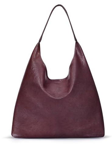 ACUYE Kunstleder-Tragetasche für Damen, große Umhängetasche, Hobo-Handtasche, Crossbody-Tasche, Handtasche mit Beutel, 01-Weinrot, 39cm