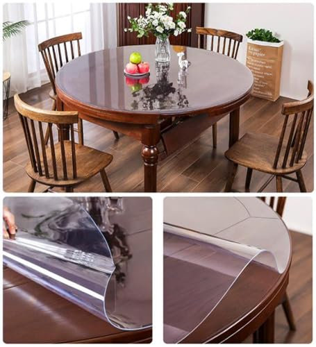 Wasserdichte PVC-Tischdecke Schutz für runde Esstisch 1,0 mm dicke Vinyl-Tischdecke Kunststoff kreisförmige Tischplatte Kissen 70 cm Durchmesser.
