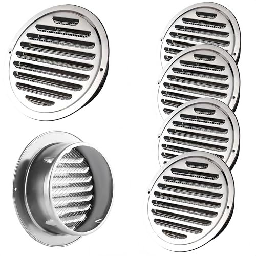 HJYDGJ Rejilla de ventilación de 4 grupos, 100 mm, redonda, rejilla de ventilación de acero inoxidable, rejilla de ventilación con protección contra insectos, rejilla de ventilación para garaje,