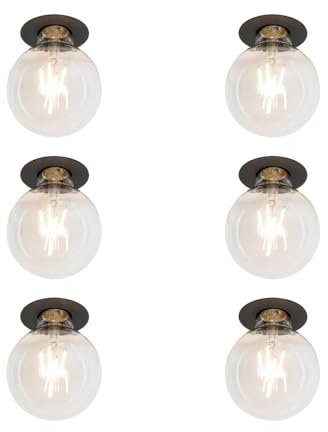Qazqa - 6er-Set moderne Einbaustrahler schwarz - Insight I Wohnzimmer I Schlafzimmer - Aluminium - LED geeignet E27