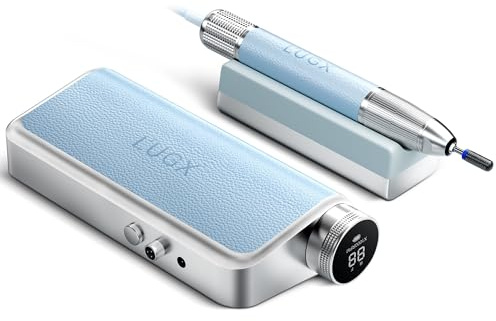 L'UGX Professional Electric Nail Drill – 35,000RPM Waterproof Cordless Nail File Machine with Brushless Motor, Low Noise & Vibration, Rechargeable with 8 Drill Bits for Acrylic & Gel Nails