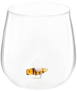 HOMLA CAMPO Glas mit Biene, 0,4 l, Transparent, Einzigartiges Design, Hochwertig