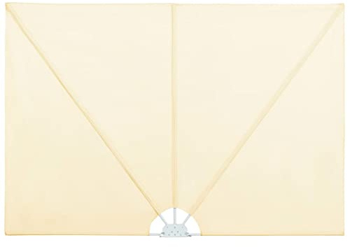 Faltbarer Terrassen-Seitenfächer, Balkonfächer Wandhalterung für Garten oder Bürofenster, Sonnen- und Windschutz, Creme 240×160 cm Polyester Stahl