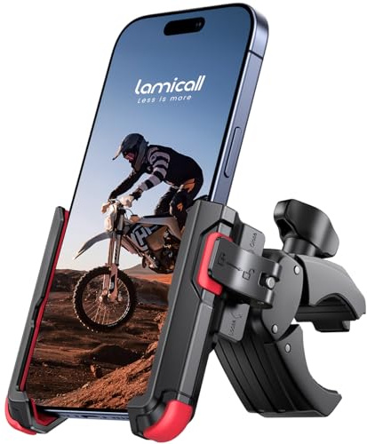 Lamicall Handyhalterung Motorrad Fahrrad Handyhalter Handy Fahrradhalterung | [1s-Sperre] Universal 360° Drehbare für Kamera Handy Halterung Fahrradlenker für iPhone 18 17 16 15 Duo, Samsung, Smartphone