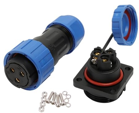 HangTon TY20 Connecteur de montage sur panneau à 3 broches 25 A, prise femelle mâle, câblage à vis étanche à déconnexion rapide pour alimentation automobile, appareil extérieur