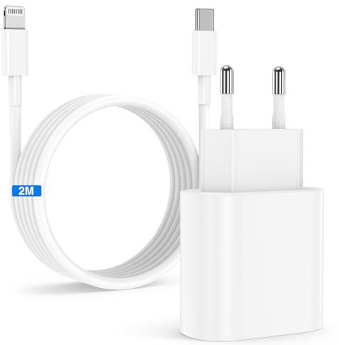 DGVERS 20W Cargador Carga Rapida para iPhone 14/13/12/11/Pro MAX Plus Mini SE XR X XS, USBC Rápido Charger Tipo C Cabezal con 2M Cable Charger Enchufe
