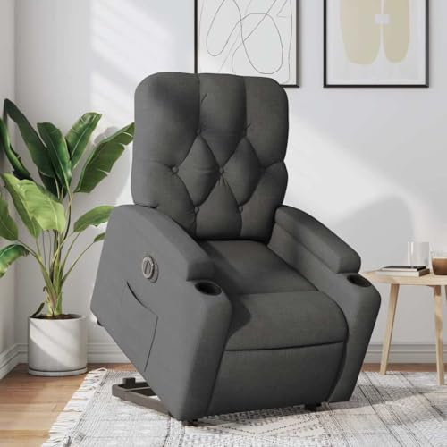 Owoxanthellate Relaxsessel mit Motor-Aufstehhilfe, 135° Liege, 74x86,5x93,5 cm, 110 kg, Becherhalter, Seitentasche, dunkelgrau, Seniorensessel