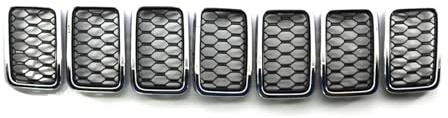 Grille de radiateur Pare Chocs Avant Nid D Abeilles Grille Grille Couverture Trim Décor Pour Jeep Pour Grand Cherokee 2017 2018 2019 2020 2021(Chrome)