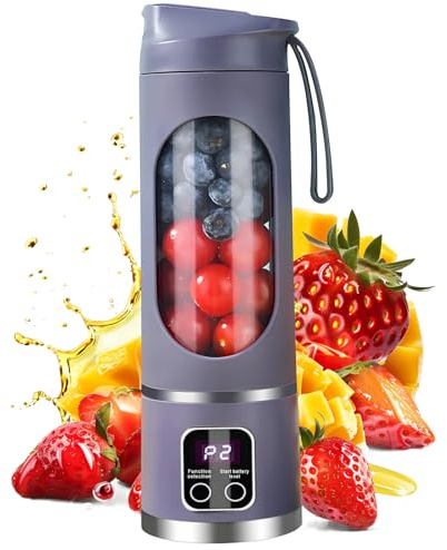 Livoravoli Portable Blender Smoothie Maker, 450ml Electric Mini Fresh Juice Maker, Powerful Mini Blender with USB for Fruits, Shakes, Smoothie, Perfect for Home, Office, School, Outdoors (Purple)