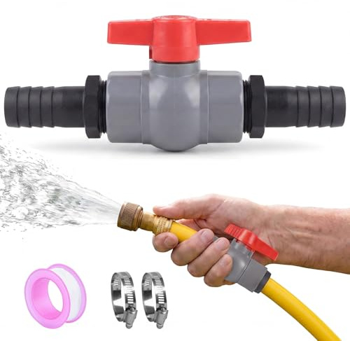 32 mm Kugelhahn mit Schlauchanschluss, mit 2 x 25 mm Anschlüssen | 1 Dichtungsband,Präzise Durchflussregulierung, Hakenkonstruktion, PVC Material, Verschleißfest,für Schwimmbadventile