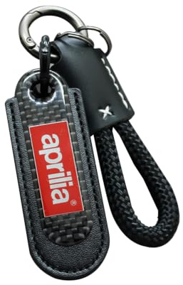 Generisch Schlüsselanhänger Motorrad für Aprilia Racing Tuono Shiver Tuareg Caponord GPR SR GT RS Carbon Look Rotes PU Leder Stylisches Schlüsselband
