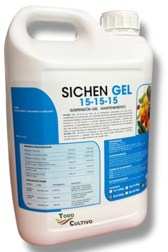 ABONO FOLIAR NPK 15-15-15 5L. EN FORMA DE GEL. Fertilizante equilibrado de facil asimilacion. Sichen gel triple 15.