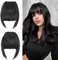 Elailite Clip in Pony Haarteil, 30g 20cm Fringe Bangs Extension Front Hair, Haarverlängerung Haarteile Natürliche Wirkung - Naturschwarz