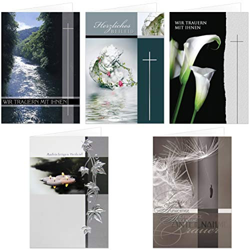 20 Trauerkarten Beileidskarten mit Silberprägung, Klappkarten 17x12 cm mit Umschlag