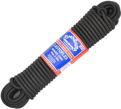 Everlasto 'Lastoflex' Elastic Bungee Cord Shock Cord Rope Black 10mm x 20M