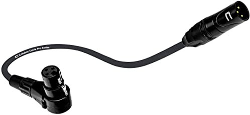 Balanced XLR Cable Male to Right Angle Female - 0.5 Feet (6 inches) Black - Pro 3-Pin Microphone Connector for Powered Speakers, Audio Interface or Mixer for Live Performance & Recording
