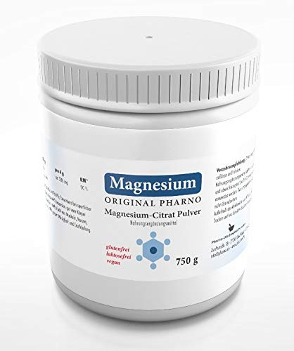 Magnesium-Citrat Pulver 750g - Original Pharno - Pures Magnesiumcitrat ohne Zusätze - Für Muskeln, Nerven & Elektrolytbalance