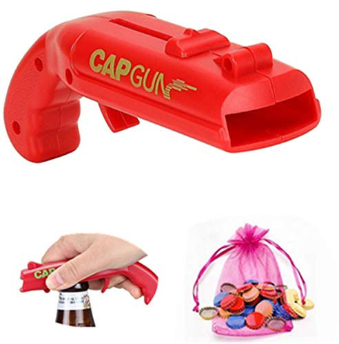 Yiran Cap Gun Bottle Opener with 10 Beer Covers,Shoots Over 5 Meters,Cap Gun Launcher Shooter Bottle Opener,Beer Drink Bottles Opener Beer Bottle Caps Openers for Home Bar Party Drinking Game