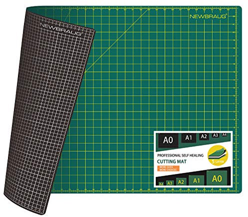 NEWBRAUG 61 x 91,4 cm große, selbstheilende, rotierende Schneidematte, großes doppelseitiges 5-lagiges Schneidebrett zum Nähen, Quilten, Basteln, Stoff und Scrapbooking (grün/schwarz)