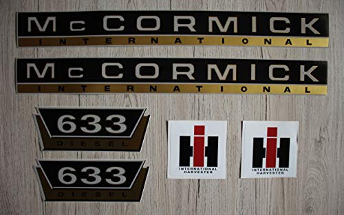 IHC MC CORMICK Aufkleber 633 Gold Traktor Emblem Sticker Label Set