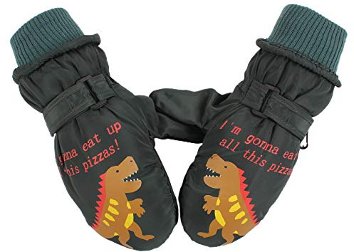 XIAOHAWNG Bambino e Bambina Dinosauro Impermeabile Inverno Guanti per Bambini Guanti Ragazzi e Ragazze 2-8 Anni