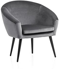 Traumnacht Relaxsessel, Cocktailsessel Theo, bequemer Polstersessel mit Armlehnen, produziert nach deutschem Qualitätsstandard, grau (Samt), 65 x 74 x 81 cm