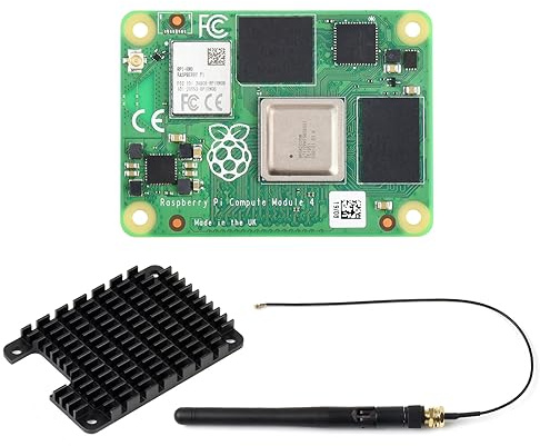 Waveshare CM4 Computing Module Core Board, with Heatsink & Antenna, Upgraded Quad Core 64bit CPU, 1GB LPDDR4 SDRAM, 32GB eMMC Flash Memory, 2.4GHz/5GHz Dual Band WiFi, BT5.0 BLE, Dual HDMI 4K Output