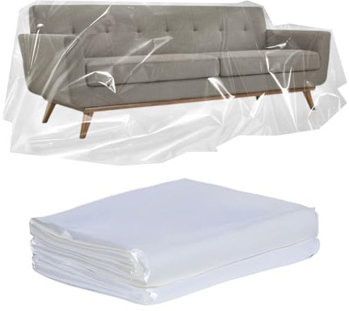 TUAKIMCE 2 Pack Plastic Sofa Cover, Waterproof & Dustproof Sofa Protection, 300cm x 200cm