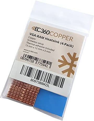 EC360® Copper dissipatore di calore VGA-RAM pacco da 4 (12 x 13 x 5 mm)