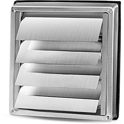 WeCooper Rejilla de ventilación de acero inoxidable, 100 mm, 125 mm, 150 mm, láminas móviles